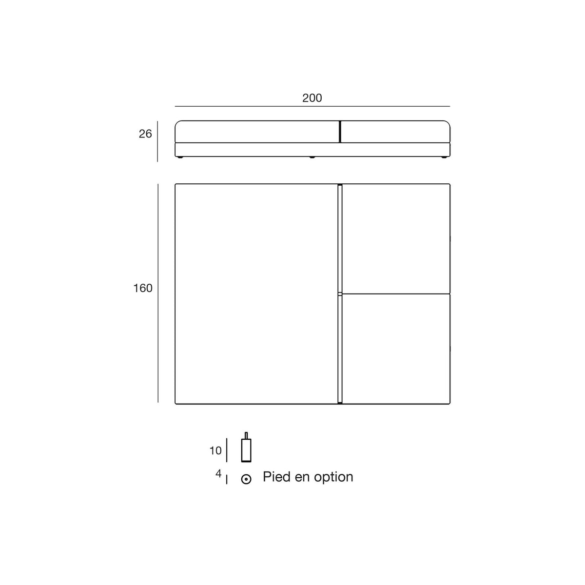 Lit de Jardin Minimaliste Double Finition structure Mate - Collection Pixel Vondom