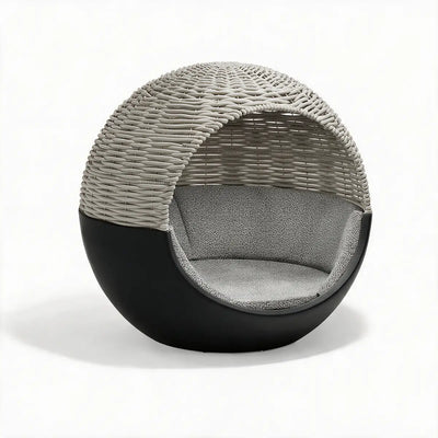 Lit de Jardin Rond en Résine Tressée Couleur structure Noir - Collection Moon Vondom