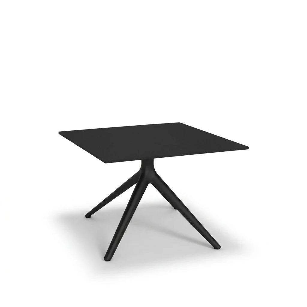 Table basse Mari-Sol carrée 3 branches, piètement aluminium noir