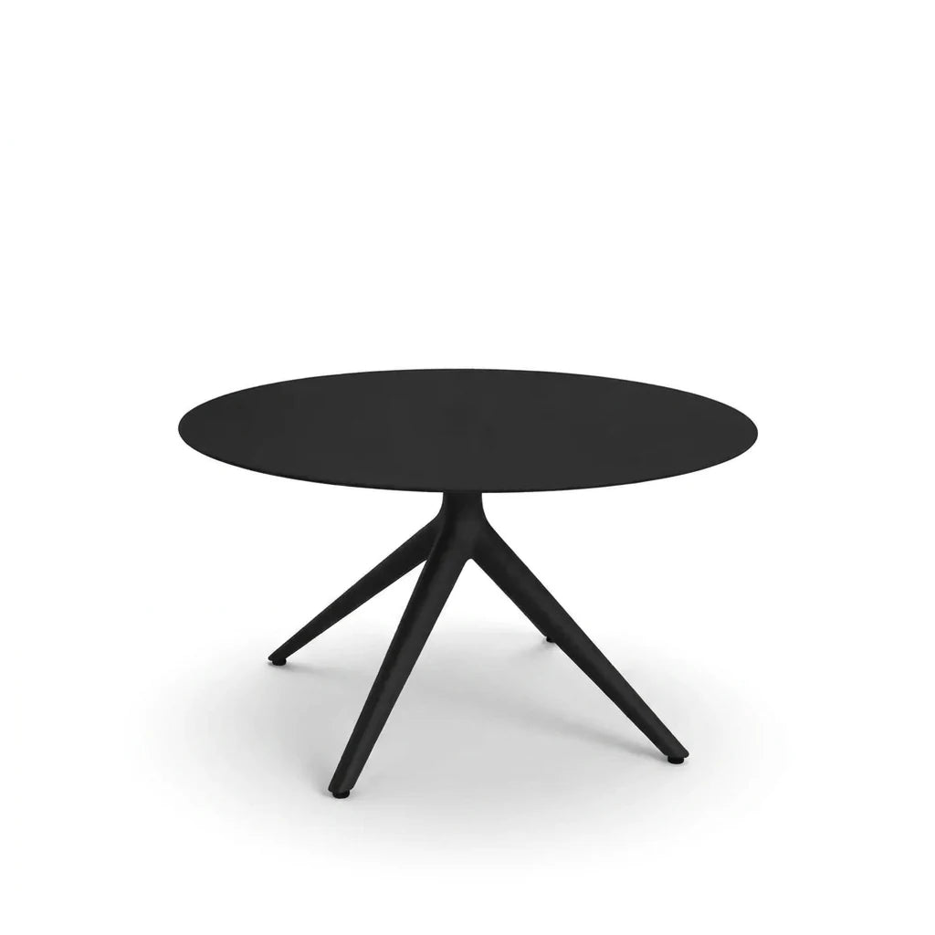 Table basse Mari-Sol ronde 3 branches, piètement aluminium noir