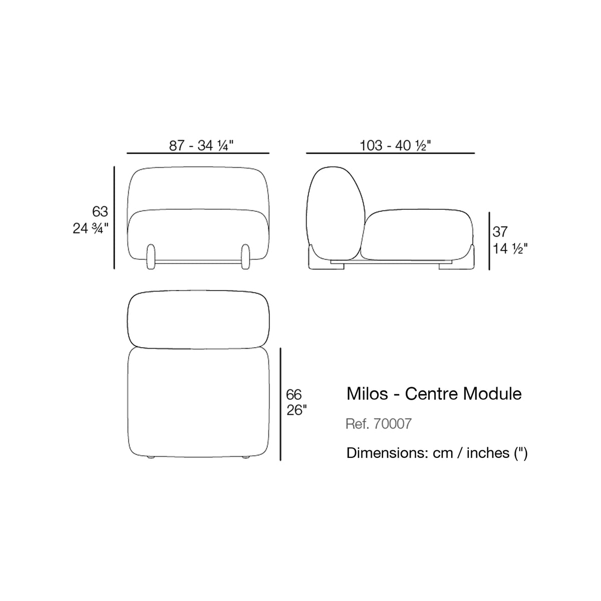 Dimension drawing Milos - Centre Module