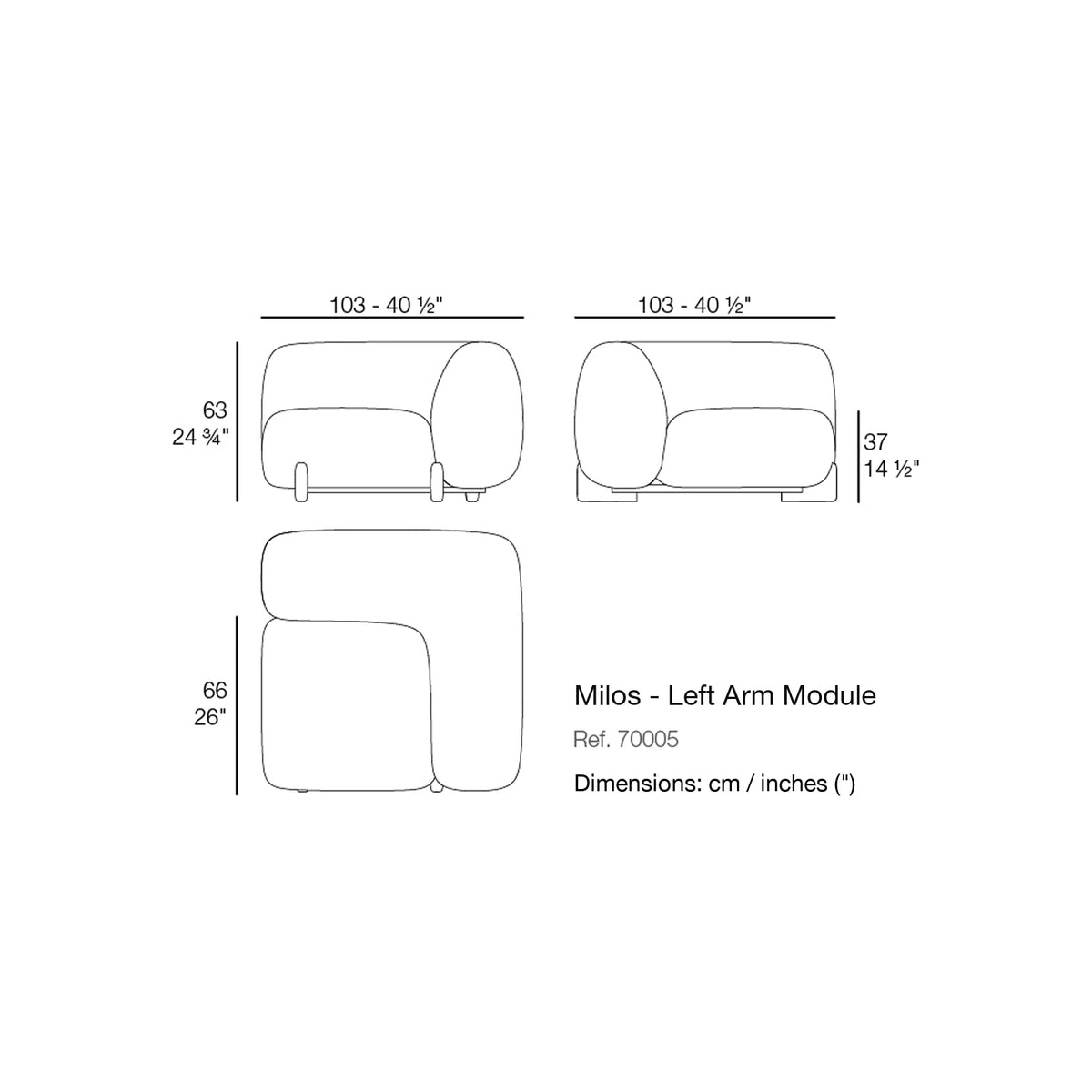 Dimension drawing Milos - Left Arm Module