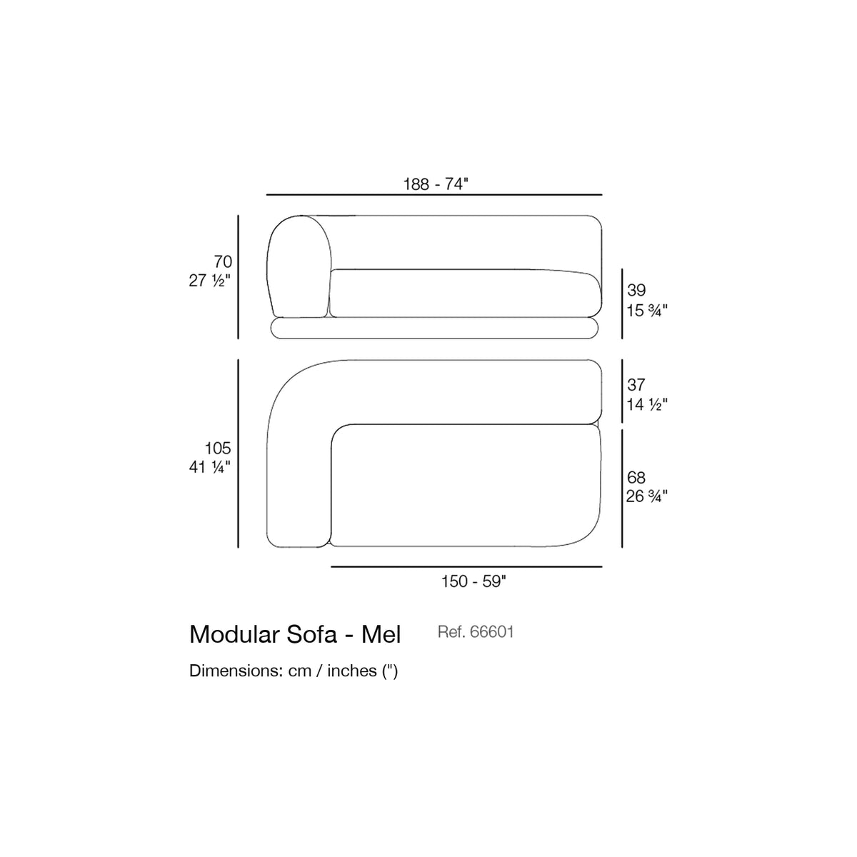 Dimension drawing Modular Sofa - Mel