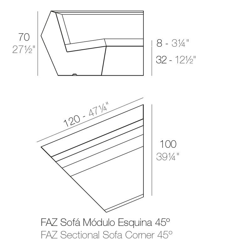 Module Coin 45° Finition structure Mate - Faz Collection Faz Cosy Vondom - 2