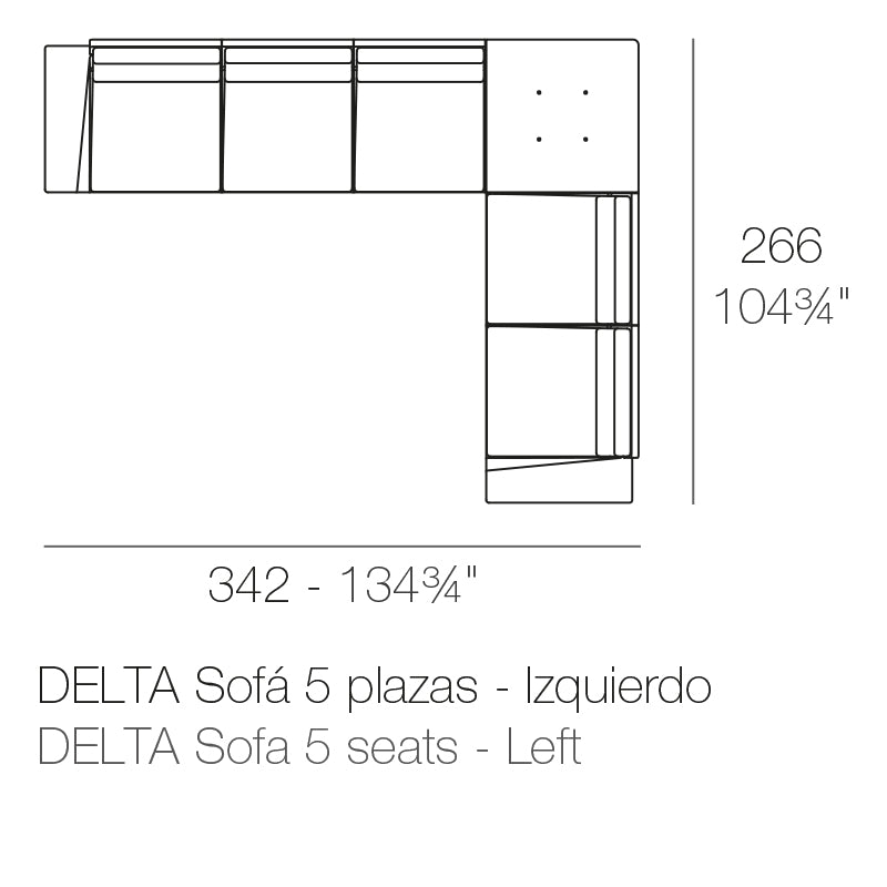 Module d'Angle Gauche 5 Places Title Default Title - Collection Delta Vondom - 2