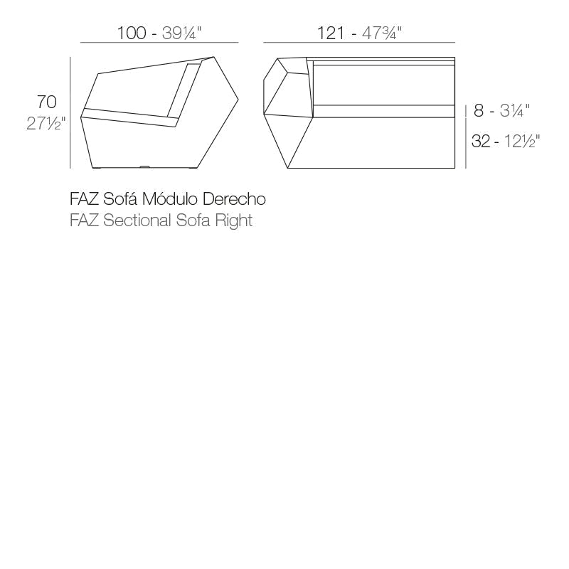 Module Droit Finition structure Mate - Faz Collection Faz Cosy Vondom - 2