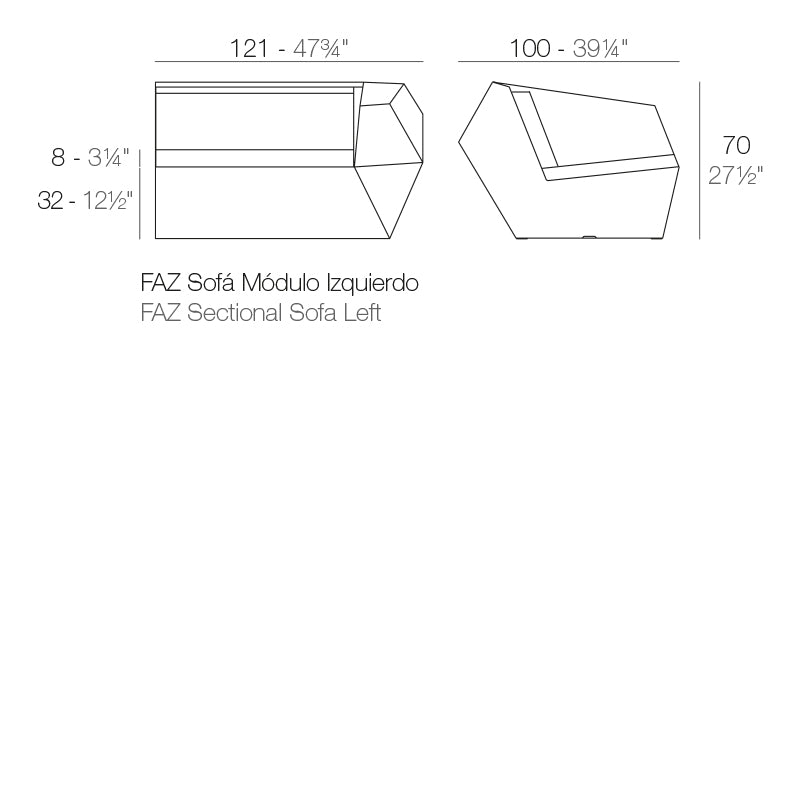 Module Gauche Finition structure Mate - Faz Collection Faz Cosy Vondom - 2