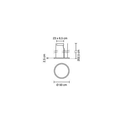 Schéma de dimensions – Suspension Oracle Slim Rond Ø 50 cm Ideal Lux