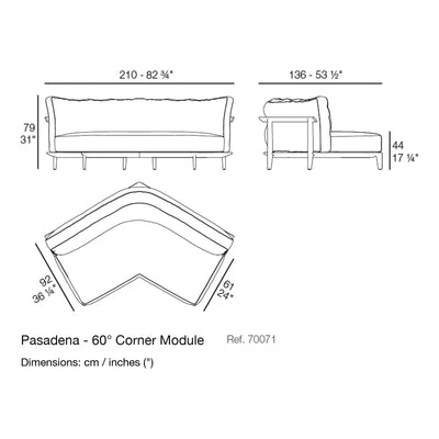 Dimension drawing Pasadena - 60° Corner Module