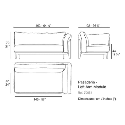Dimension drawing Pasadena - Left Arm Module