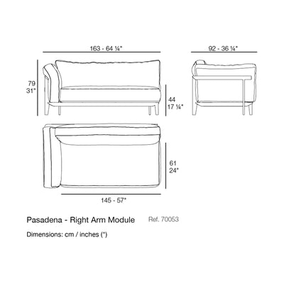 Dimension drawing Pasadena - Right Arm Module