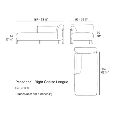 Dimension drawing Pasadena - Right Chaise Longue
