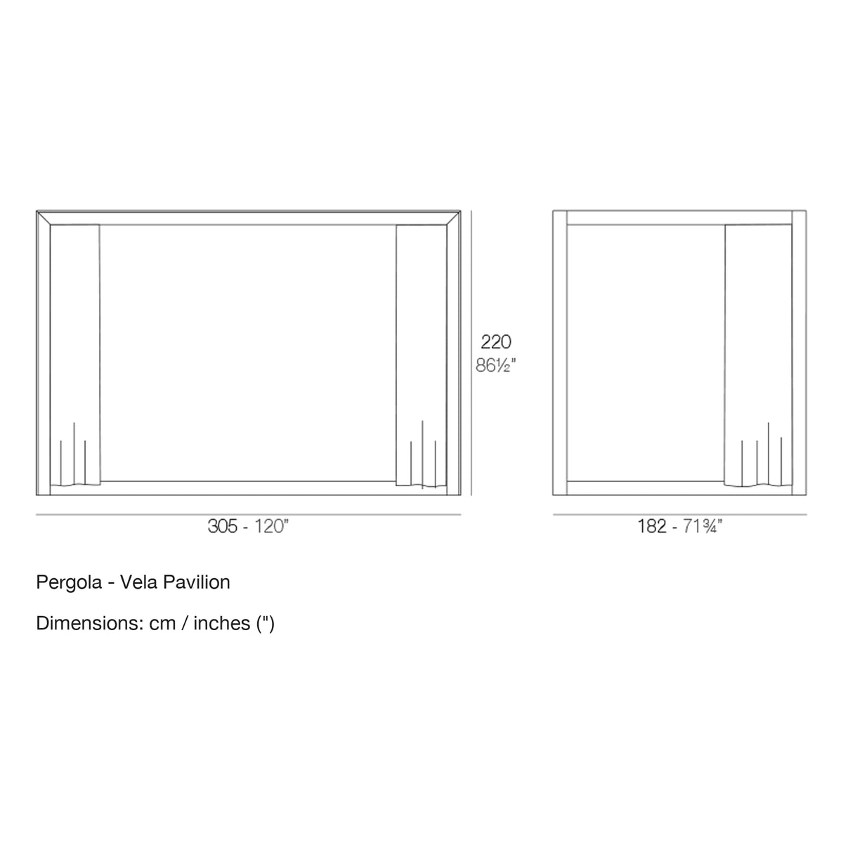 Dimension drawing Pergola - Vela Pavilion