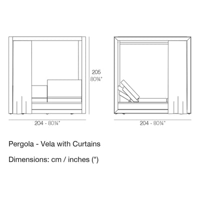 Dimension drawing Pergola - Vela with Curtains