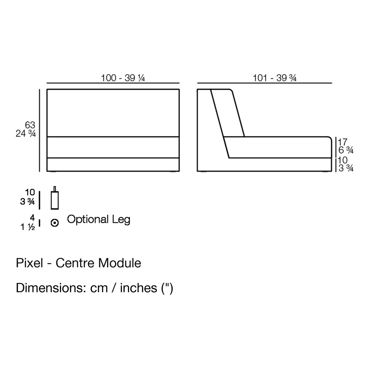 Dimension drawing Pixel - Centre Module
