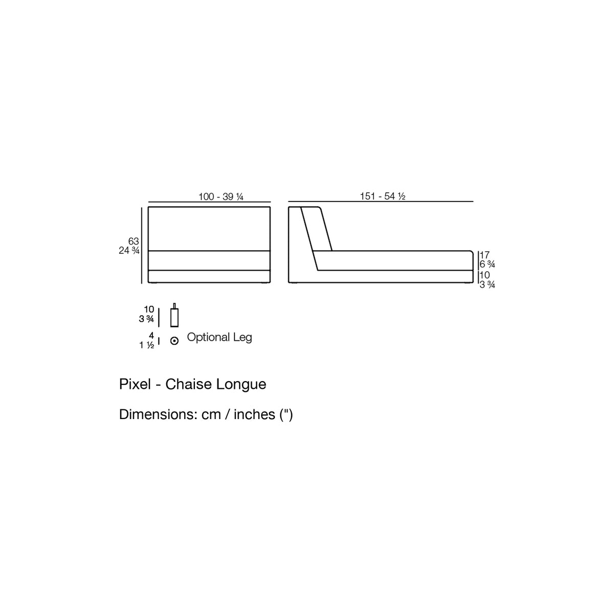 Dimension drawing Pixel - Chaise Longue