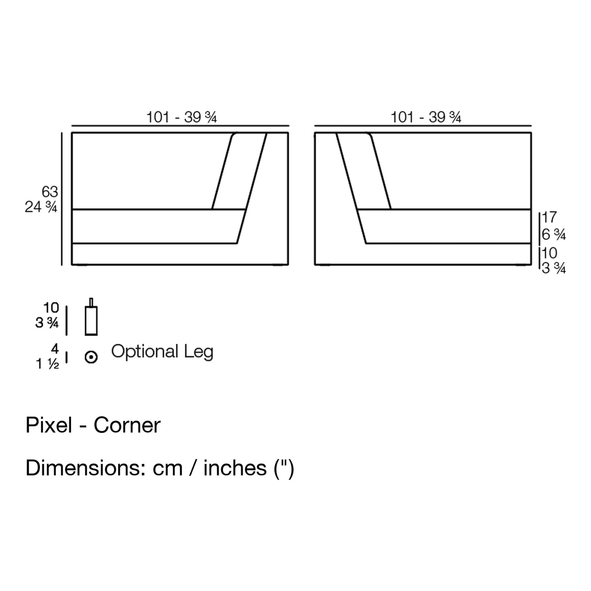 Dimension drawing Pixel - Corner