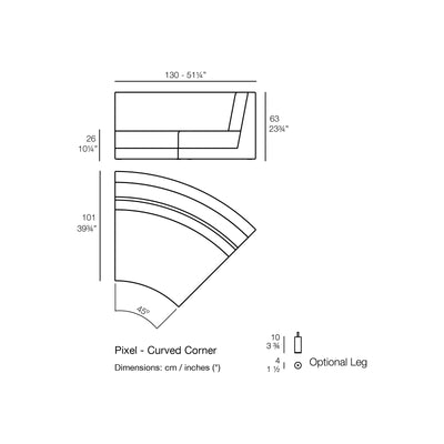 Dimension drawing Pixel - Curved Corner