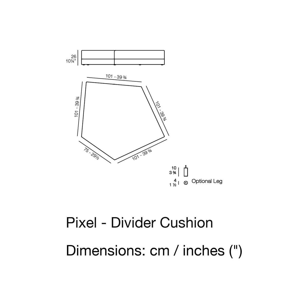 Dimension drawing Pixel - Divider Cushion