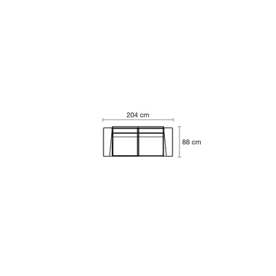 Plan coté du canapé modulable Delta, 2 places