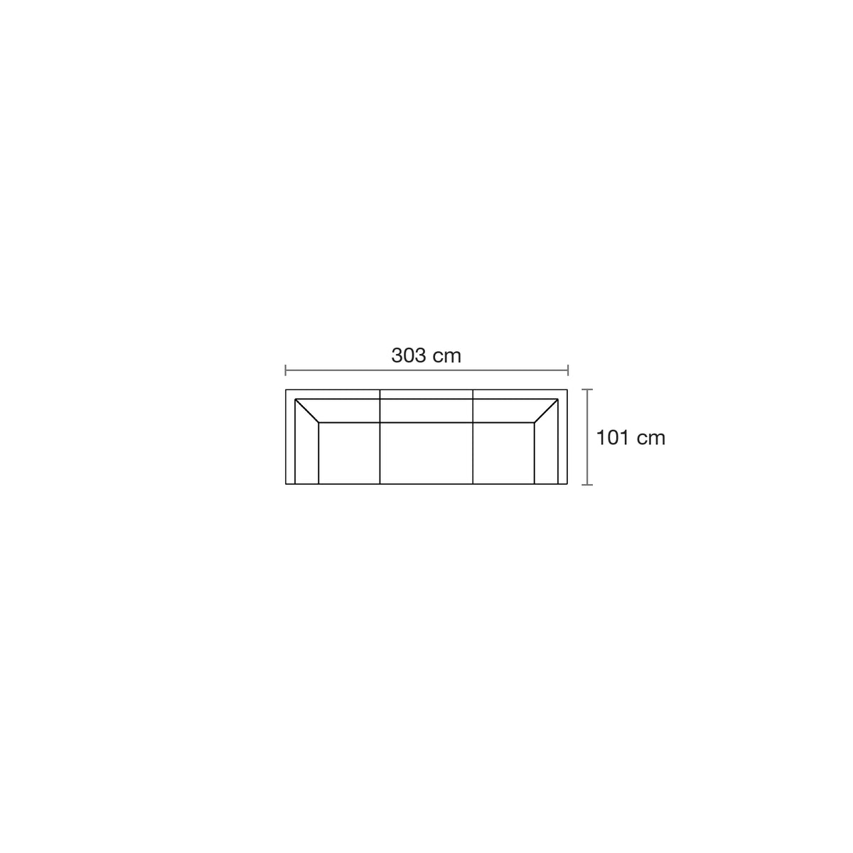 Plan coté du canapé modulable Pixel, 3 places