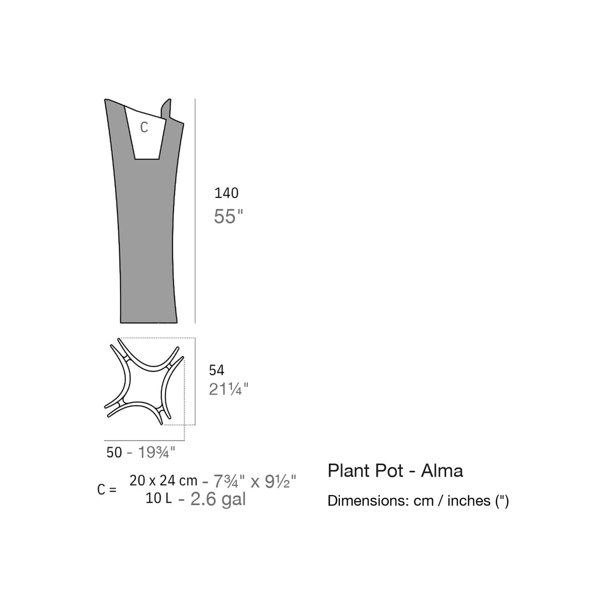Dimension drawing Plant Pot - Alma
