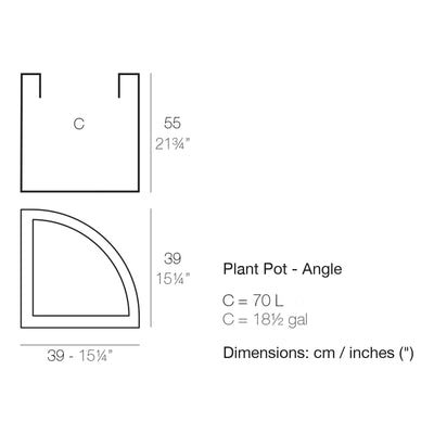 Dimension drawing Plant Pot - Angle