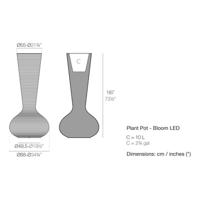 Dimension drawing Plant Pot - Bloom LED