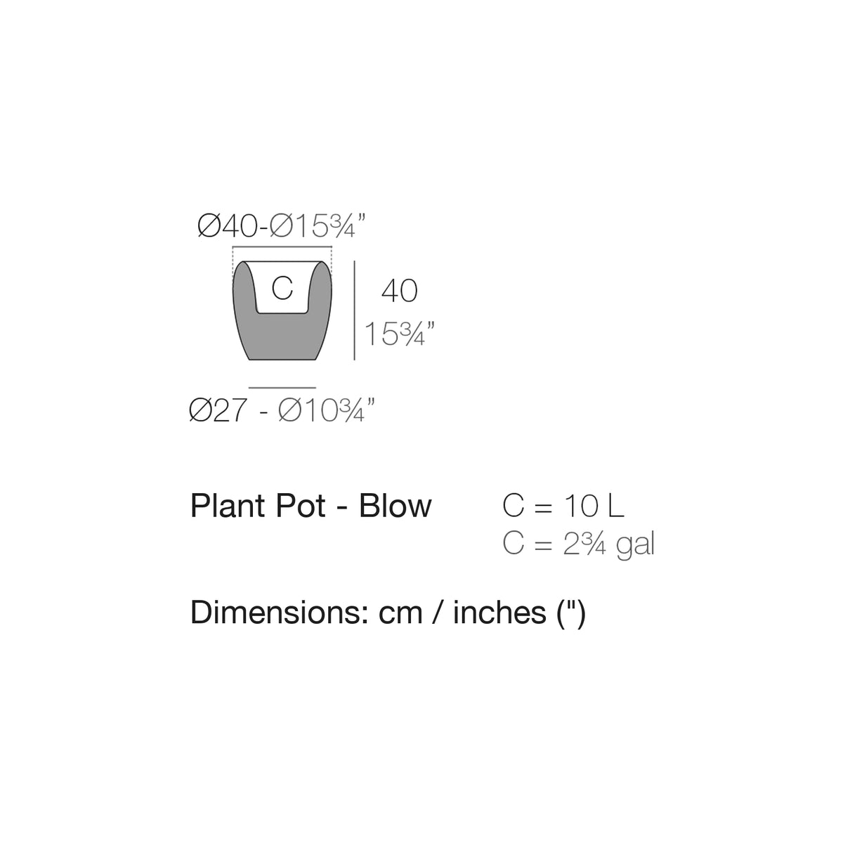 Dimension drawing Plant Pot - Blow