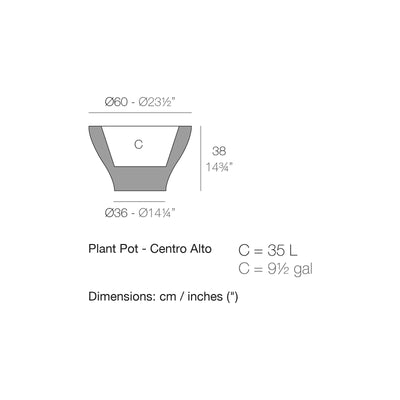 Dimension drawing Plant Pot - Centro Alto
