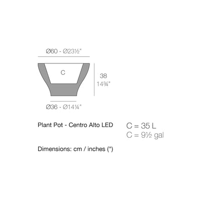 Dimension drawing Plant Pot - Centro Alto LED