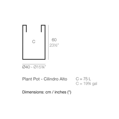 Dimension drawing Plant Pot - Cilindro Alto