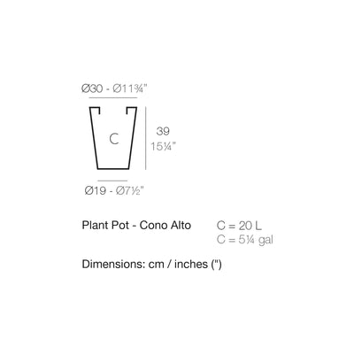 Dimension drawing Plant Pot - Cono Alto