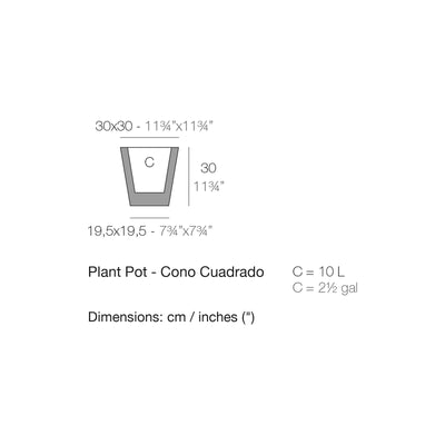 Dimension drawing Plant Pot - Cono Cuadrado