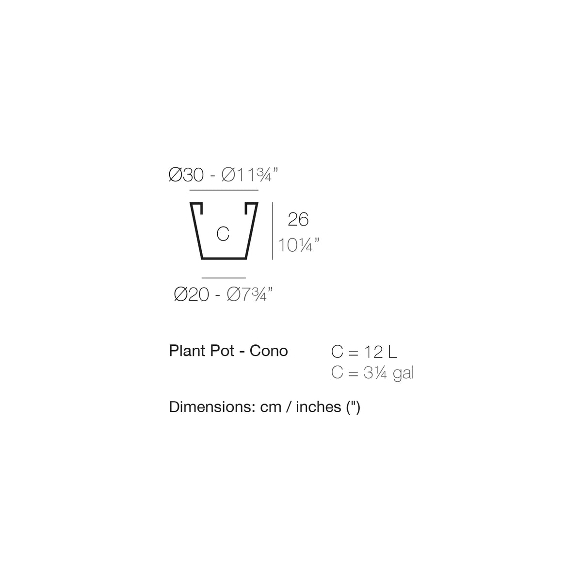 Dimension drawing Plant Pot - Cono