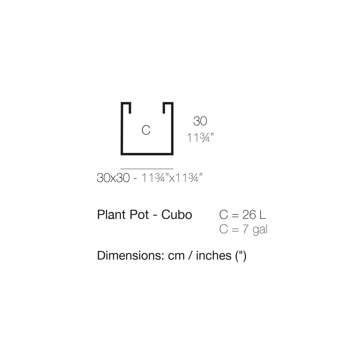 Dimension drawing Plant Pot - Cubo
