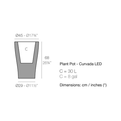 Dimension drawing Plant Pot - Curvada LED