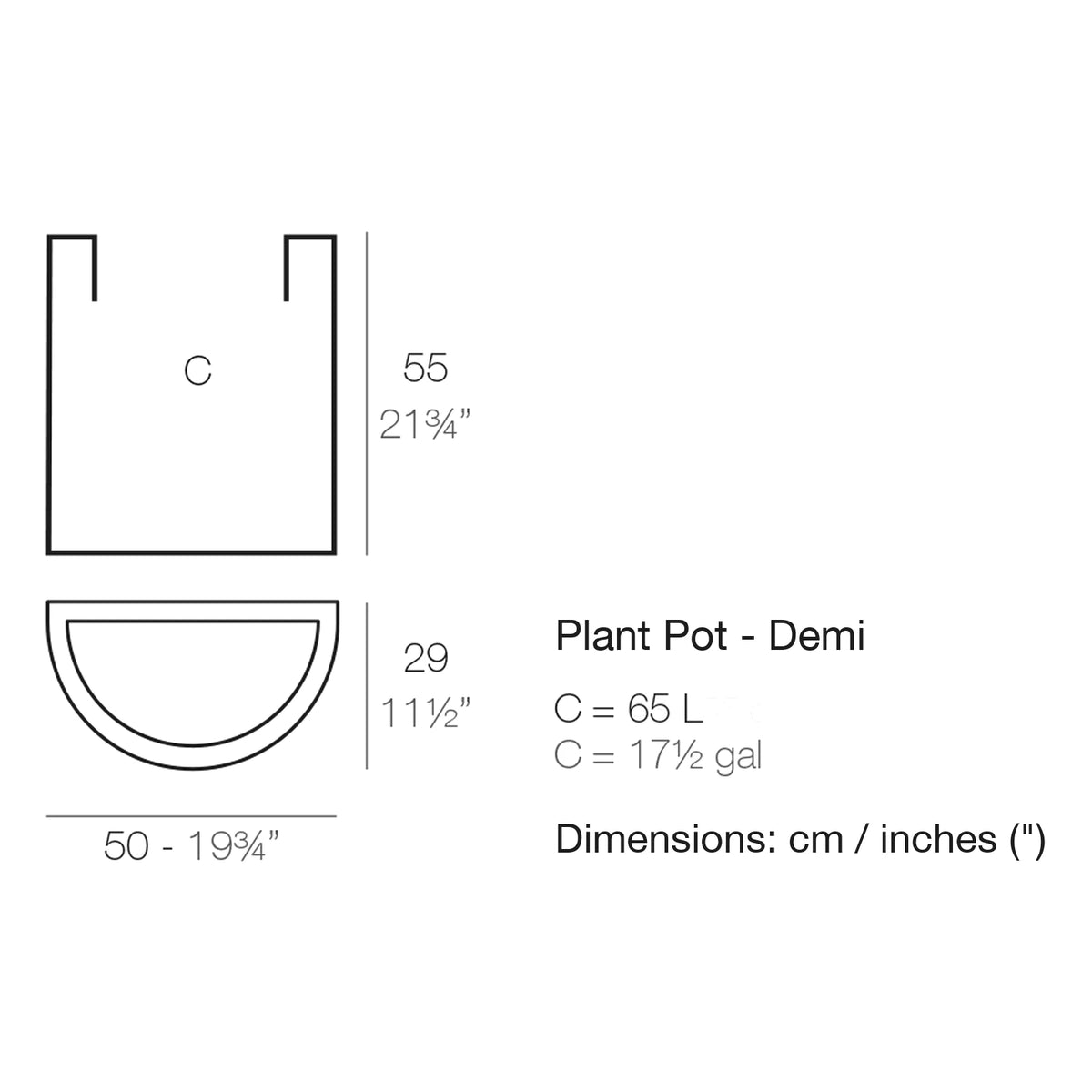 Dimension drawing Plant Pot - Demi