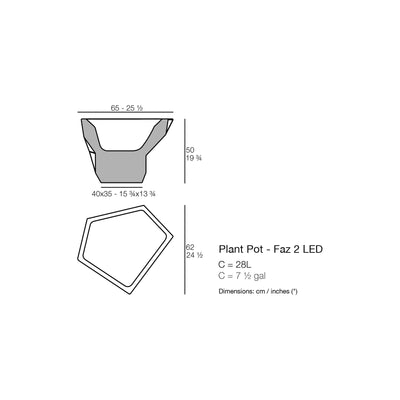 Dimension drawing Plant Pot - Faz 2 LED