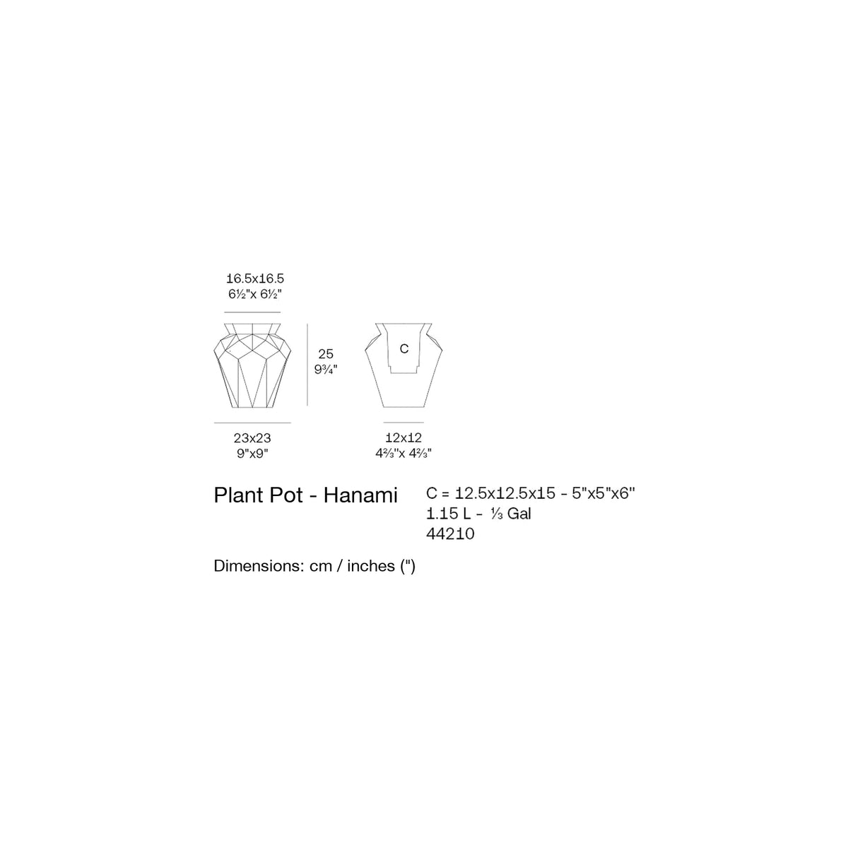 Dimension drawing Plant Pot - Hanami