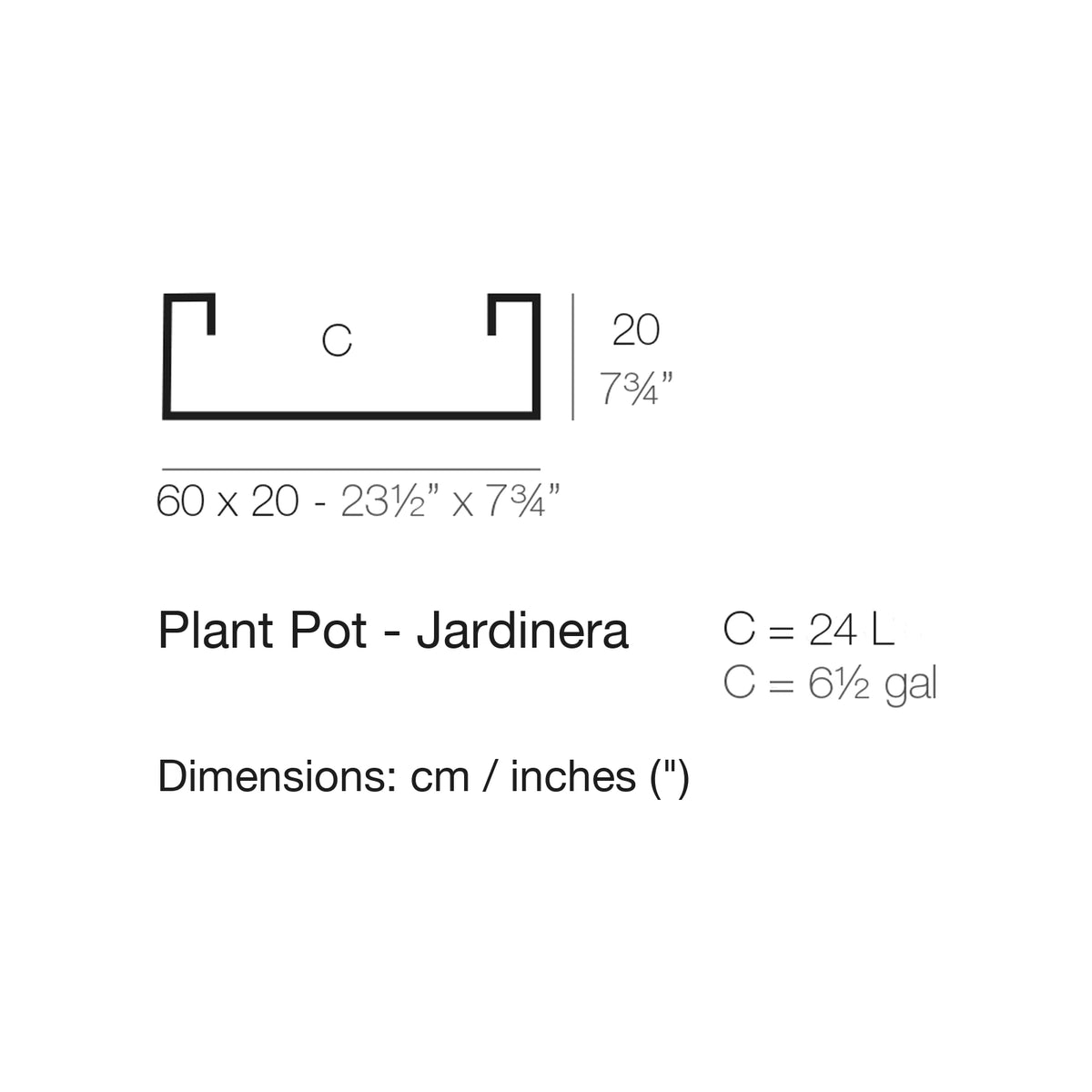 Dimension drawing Plant Pot - Jardinera
