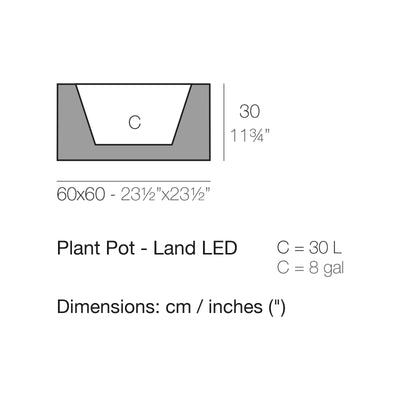 Dimension drawing Plant Pot - Land LED