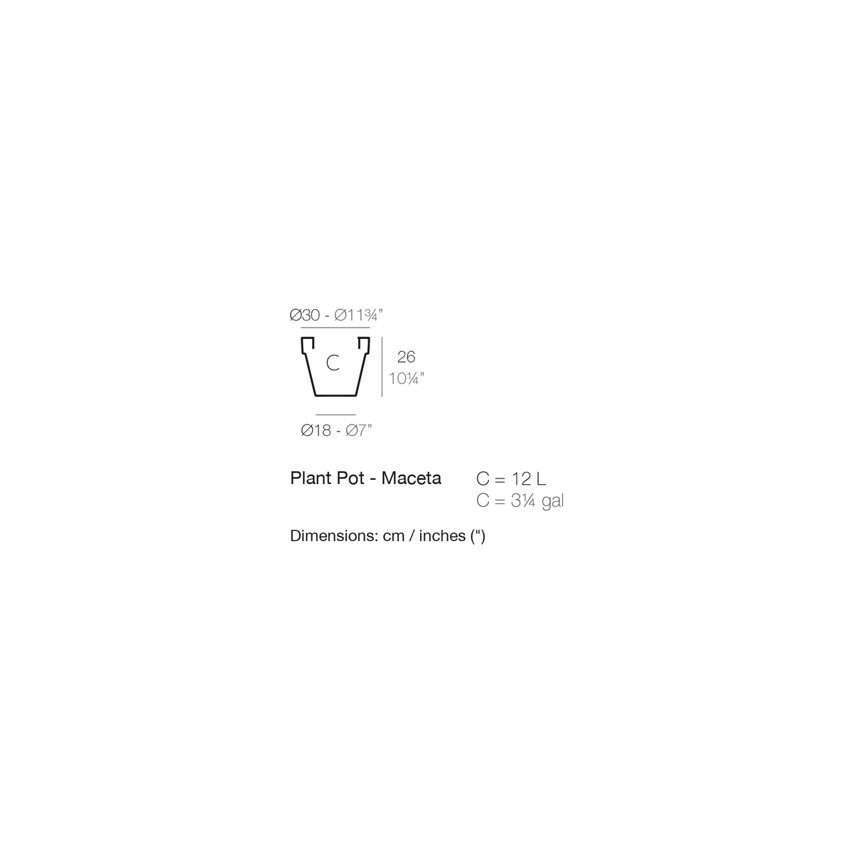 Dimension drawing Plant Pot - Maceta