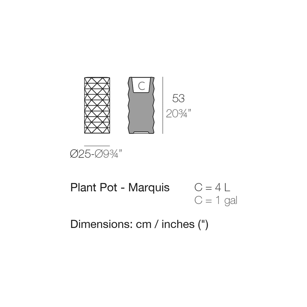 Dimension drawing Plant Pot - Marquis