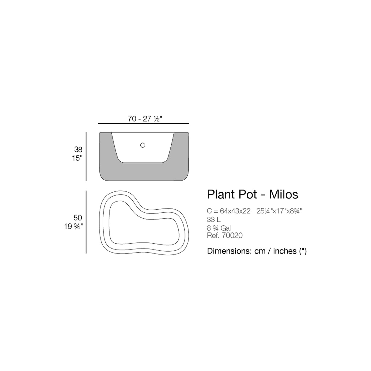 Dimension drawing Plant Pot - Milos