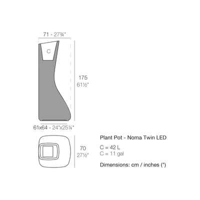 Dimension drawing Plant Pot - Noma Twin LED