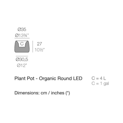 Dimension drawing Plant Pot - Organic Round LED