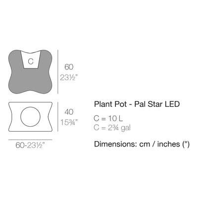 Dimension drawing Plant Pot - Pal Star LED