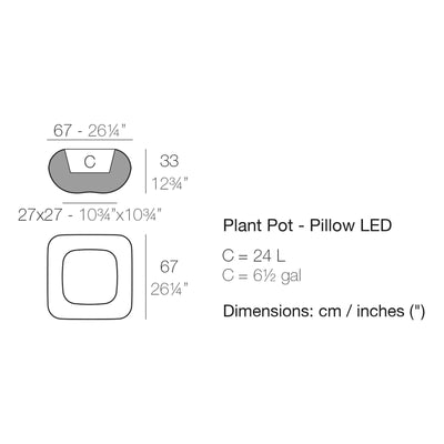 Dimension drawing Plant Pot - Pillow LED