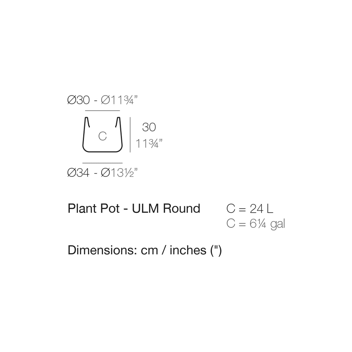 Dimension drawing Plant Pot - ULM Round